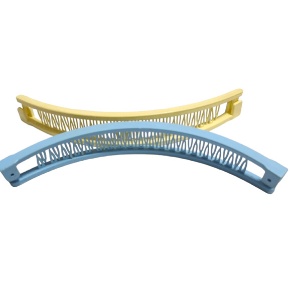 80s Bannana Clips Barrette set of 2 Yellow and Blue - Picture 4 of 7